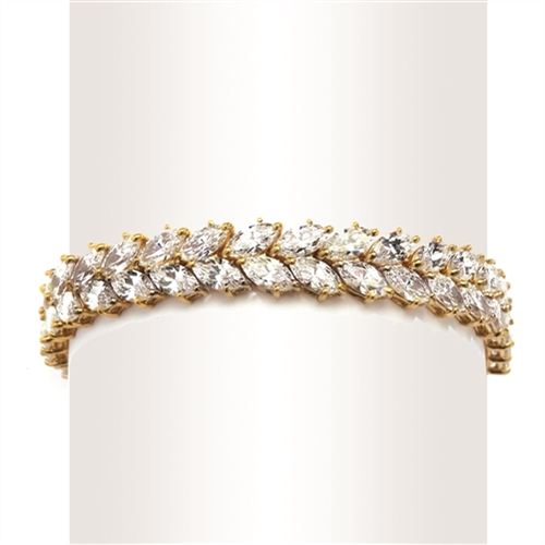 7" long Diamond Essence Designer Bracelet with 32.0 Cts. Marquise Essence set in 14K Gold Vermeil.