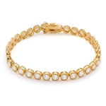 Gold Vermeil Bracelet, 7", with round bezel set Diamond Essence stones 0.25 cts. each, 32 in all, 8.75 cts.t.w.