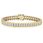 Gold Vermeil bracelet, 7" long, encompasses Diamond Essence Princess cut stones. 7.0 cts.t.w.