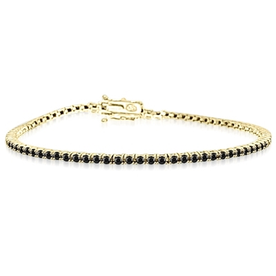Black Beauty - Delicate Onyx bracelet to subtly fit on your wrist 6.75 inch. 2 Cts. T.W. in Gold Vermeil.
