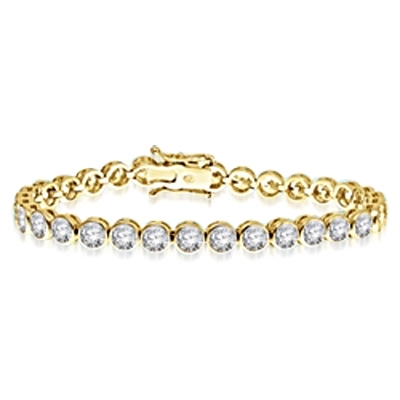 7 Inches Bracelet with delirious bezel set Round Brilliant Diamond Essence Masterpieces forming 5.60 Cts. T.W.