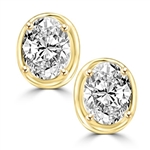 Oval studs diamond earring in Gold Vermeil