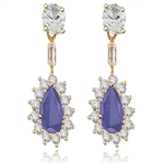 Pear cut sapphire&round stone gold vermeil earring