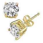Diamond Essence ear studs, 3.0 carats each, set in Gold Vermeil -four prongs settings. 6.0 cts.t.w.