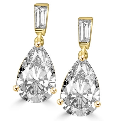 6.5 ct Pear cut  gold vermeil drop earrings