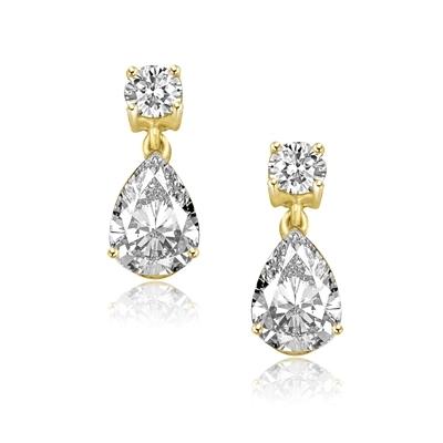 Pear cut & round stone gold vermeil drop earrings