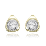 Round stone Gold Vermeil stud earrings