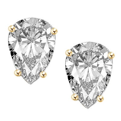 1.0 ct Gold vermeil pear studs earrings