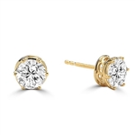 Basket Set Stud Earrings with Artificial Round Diamond by Diamond Essence set in Vermeil