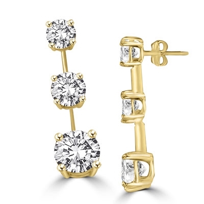 Round diamond bar create stunning drop earrrings