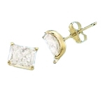 Radiant Emerald cut Diamond Essence studs cradled in 14K Gold Vermeil, 3.0 cts. t.w.