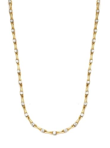 Bambooty - Exquisite Bamboo Necklace with Round Diamond Essence Masterpieces in a unique prong and link setting forming 9.25 cts. T.W. set in 14K Gold Vermeil.