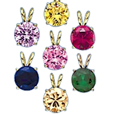 3 ct different colored stone pendants in gold vermeil