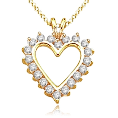 5 cts Heart Pendants in 14K Gold Vermeil