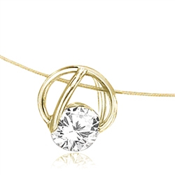 14K Gold Vermeil Slide Pendant with classic Round Brilliant Diamond Essence. 1.25 Cts.T.W. 
Free Vermeil Chain Included.
