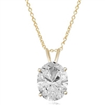 Solitaire Pendant with Oval Cut Diamond Essence in 14K Solid White Gold.
Free Silver Chain Included.