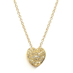 Beautiful Heart Pendant with the outer ring of heart encircling the micro pave set bulge heart. Truly lovable..2 Cts. T.W. in 14K Gold Vermeil.