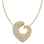 Artistic and Elegant Heart Pendant with Micro Pave Set Diamond Essence accents accentuating your love to the highest! Appx. 2 Cts. T.W. set in 14K Gold Vermeil.