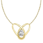 2ct pear cut stone set in orbit in gold vermeil pendant