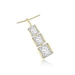 3 bezel set princess cut stones in vermeil pendant