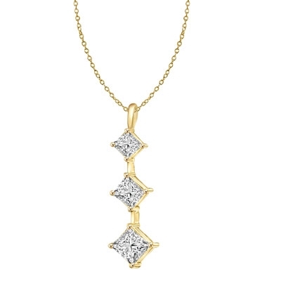 Gold vermeil graduating princess cut stones pendant