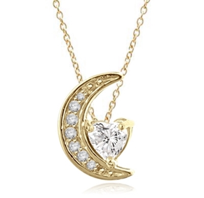 Moon is yours-set in a perfect harmony this pendant with 1 carat heart essence and round brilliant masterpieces in Gold Vermeil. 1.20 cts.t.w.