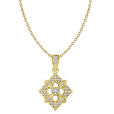 Diamond Essence Designer Pendant with Round Stones. 1.25 Cts. T.W. set in 14K Gold Vermeil.