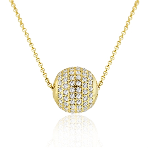 Diamond Essence Round Stone Pendant with 18" Chain in Gold Plated Sterling Silver.