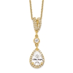 Amazingly designed Pendant with 1.50 Cts. Pear Cut Center and Melee,  in 14K Gold Vermeil.
Free vermeil Chain Included.