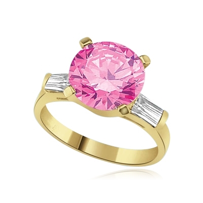 Pink stone of 3.5 ring in gold vermeil