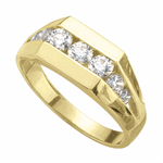 14K Gold Vermeil man's ring, 1.26 cts.t.w. with channel set round brilliant stones.1.30 cts. t.w.