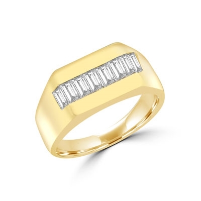 14K Gold Vermeil man's ring, 1.5 cts.t.w. to set off a powerful band of baguettes.