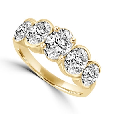 Gold vermeil Ring with 5 oval-cut diamonds