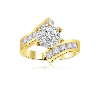 Ring–round stone & channel set in gold vermeil