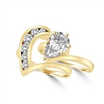 Almamiva and Rosina - Pear Shaped Center Enhances this Wedding Set. 1.75 Cts. T.W with round melee channel set down the wedding band, in Gold Vermeil. You will live happily everafter!