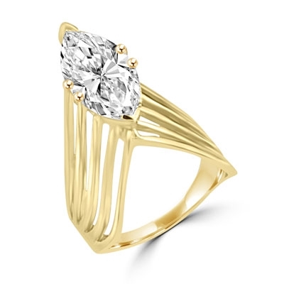 3.5 ct marquise diamond in 6 prongs in gold vermeil ring
