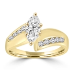 1 ct marquise cut stone & round stones in gold vermeil ring