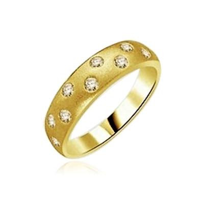 gold vermeil band-staggered round bazel set stones