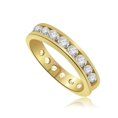 dimonds encircle-set weddingband of Gold Vermeil
