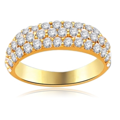 gold vermeil pave set white stones ring