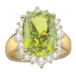 8 ct oval cut peridot and round stones in sterling silver ring