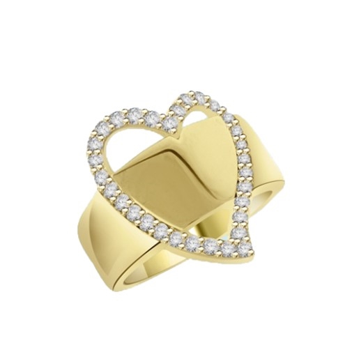 Brilliantly crafted Diamond Essence ring with 31 round stones set in heart a flutter. 1.75 cts.t.w. in Gold Vermeil.