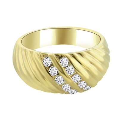 Diamond Essence Ring with Channel Set Round Brilliant Stones in 14K Gold Vermeil , 0.30 Ct. T.W.