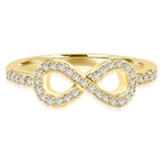 Infinity Ring with 1.60cts.t.w.of Diamond Essence Melee, in Gold Plated Sterling Silver.