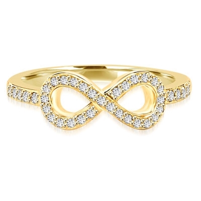 Infinity Ring with 1.60cts.t.w.of Diamond Essence Melee, in Gold Plated Sterling Silver.