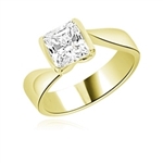 Diamond Essence Solitaire Ring with 1.50 Cts. Princess cut stone set in 14K Gold Vermeil.