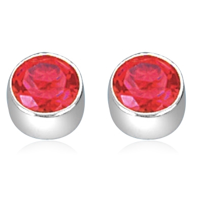 Solid gold ruby stone,tubular bezel setting earrring