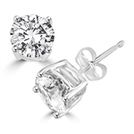 Diamond Essence Ear studs, 0.75 carat each, set in 14K White Gold-four prongs settings, 1.50 Cts.T.W.