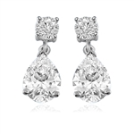 Pear cut and round stone white gold drop earrings