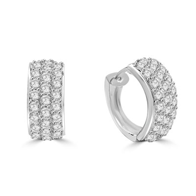 2ct Hoop & round stones earrings in White Gold